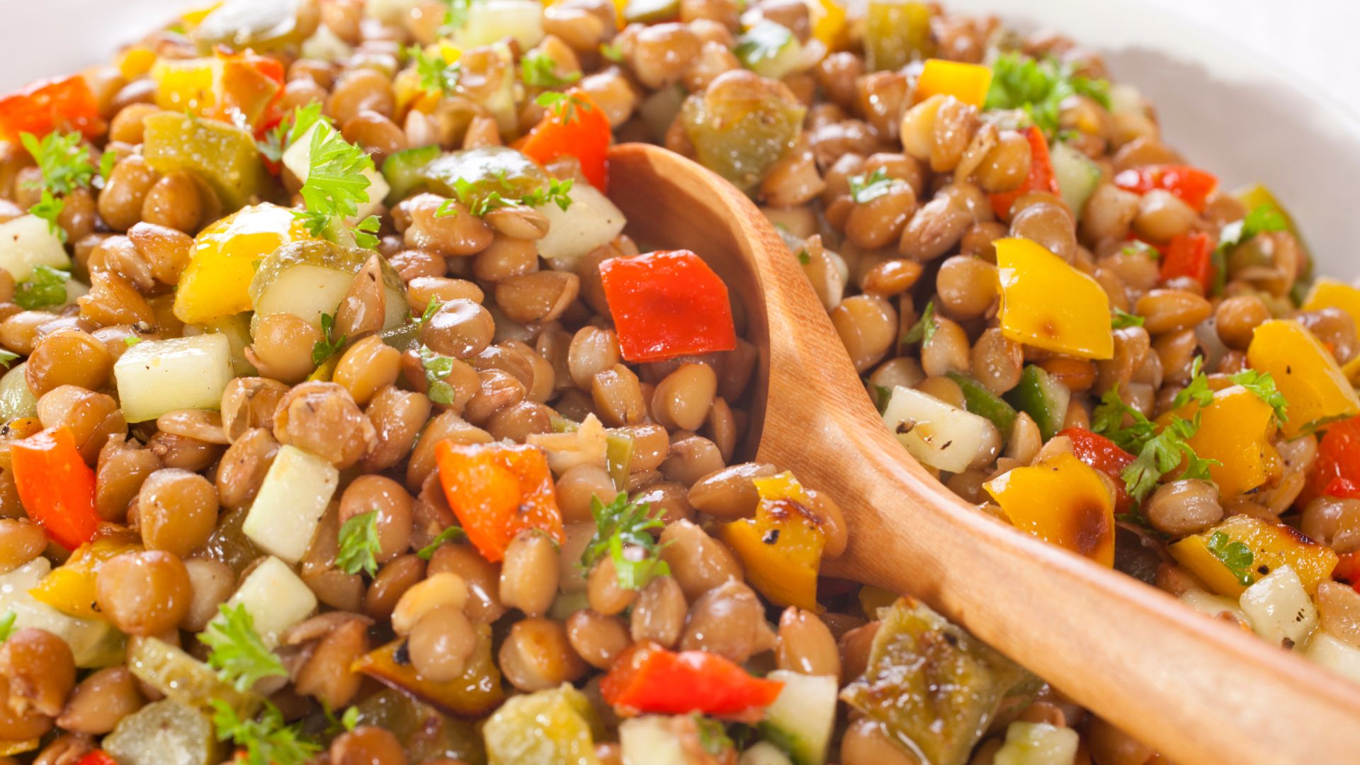 ENSALADA VERANO IDEA LENTEJAS MELOCOTON