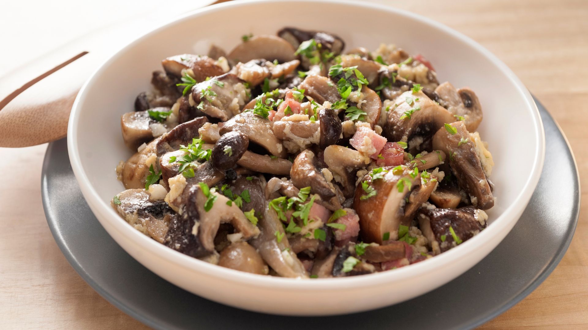 Revuelto Champiñones Gambas Receta Sana